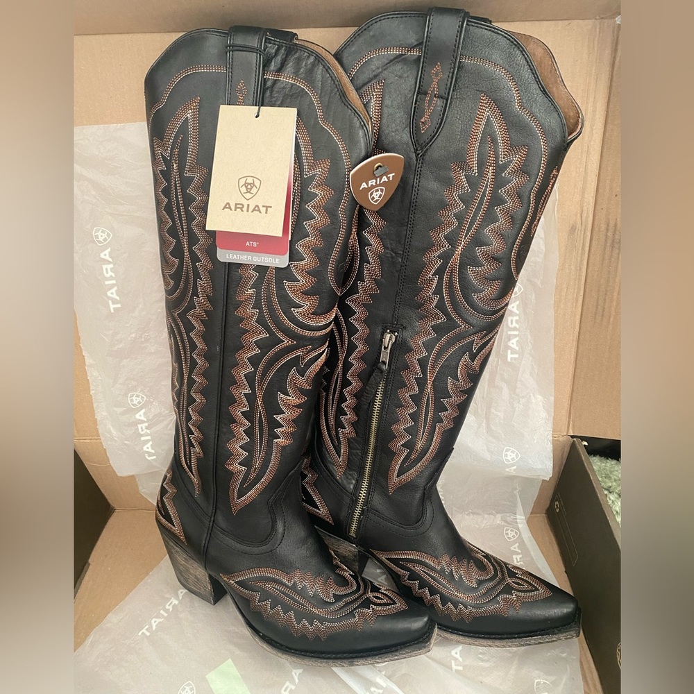 Ariat Black and Brown Western Heeled Riding Boots